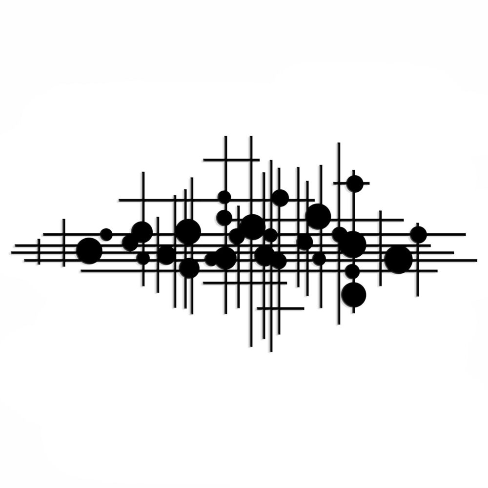 9540 Modern Geometric Abstract Metal Wall Art – Black Wall Decor – Large